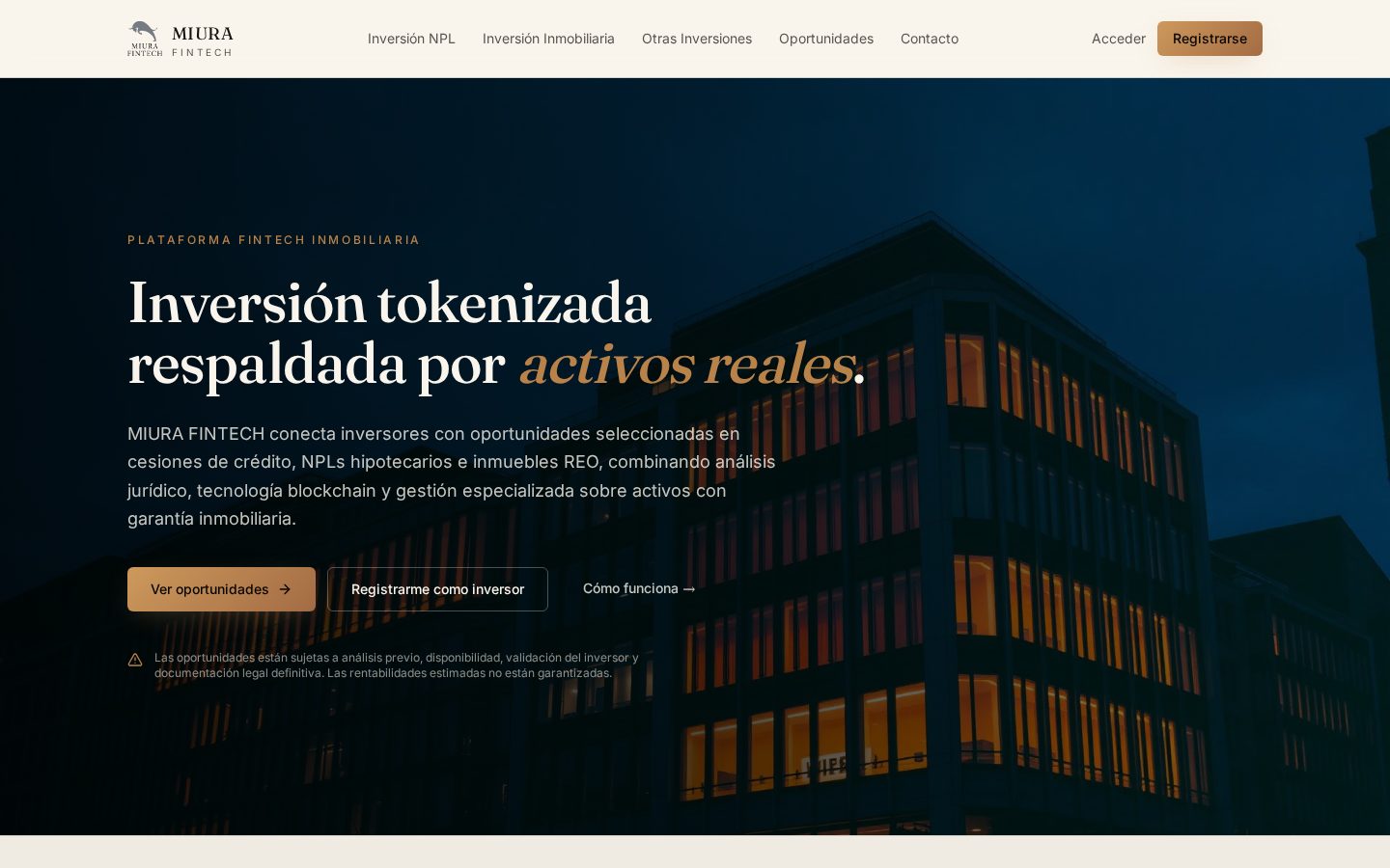 Portada institucional de MIURA